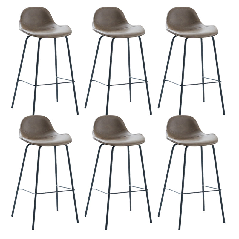 Leather Armless Bar Stool Modern Backrest Counter Stool for Dining Room