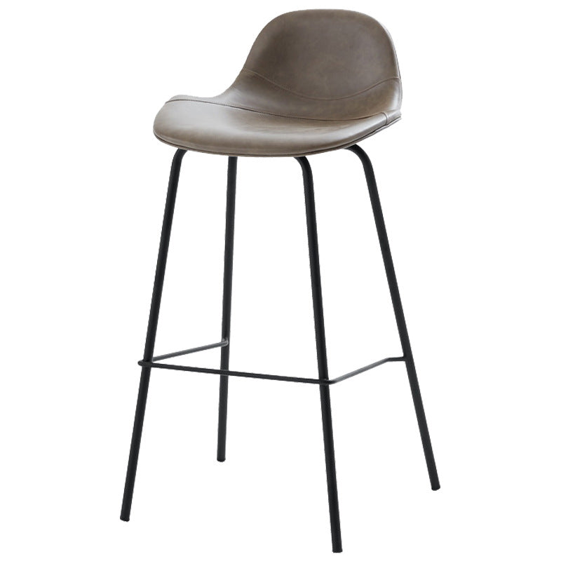 Leather Armless Bar Stool Modern Backrest Counter Stool for Dining Room