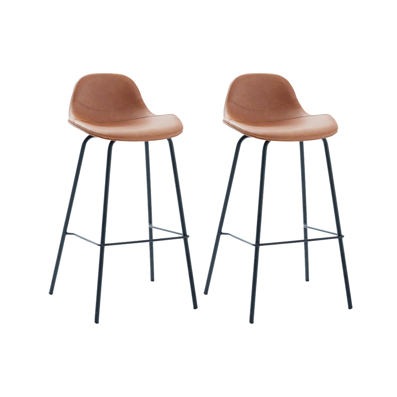 Leather Armless Bar Stool Modern Backrest Counter Stool for Dining Room