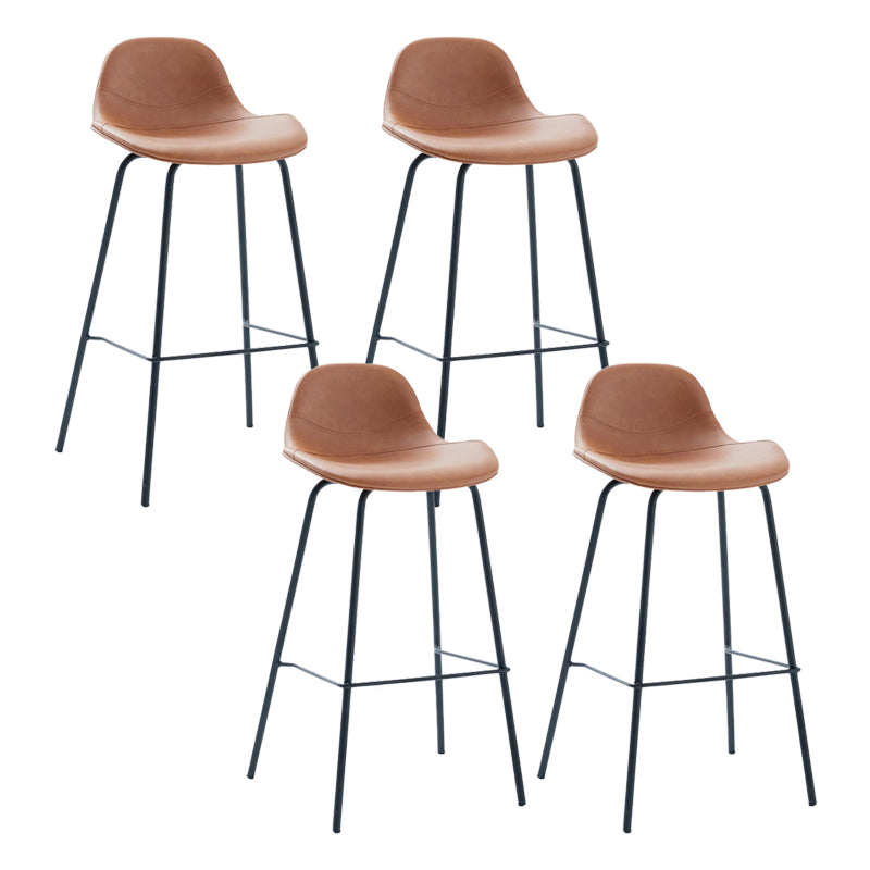 Leather Armless Bar Stool Modern Backrest Counter Stool for Dining Room