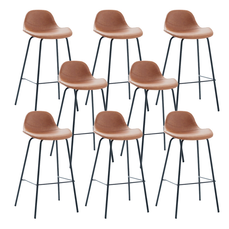 Leather Armless Bar Stool Modern Backrest Counter Stool for Dining Room