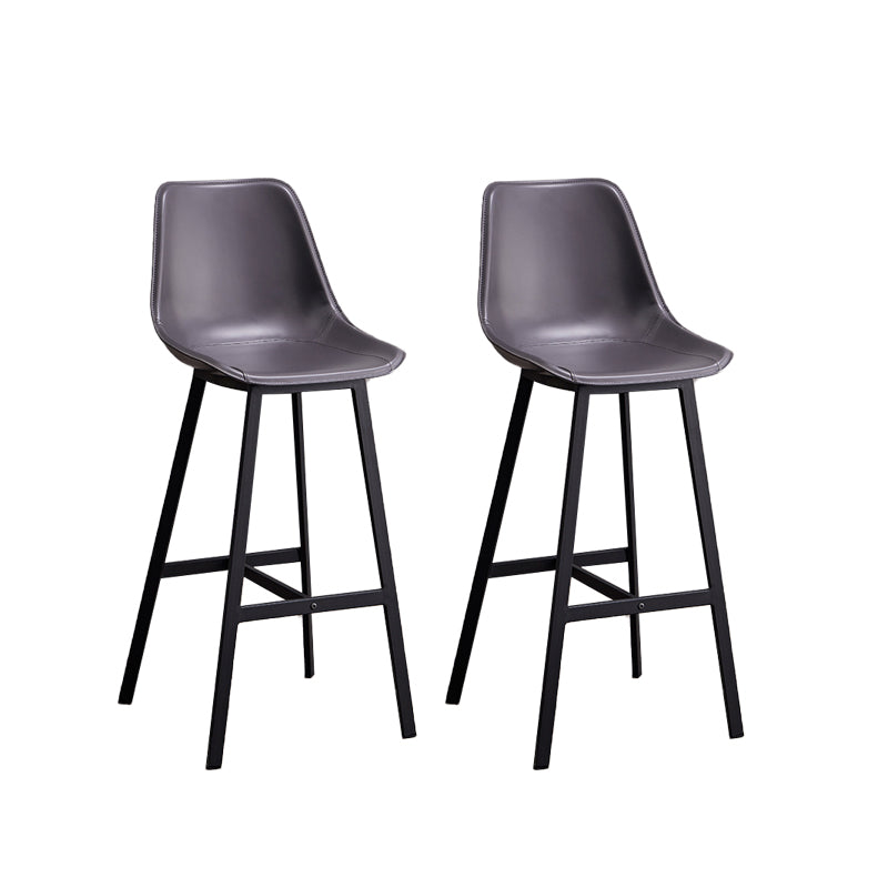 Leather Bar Stool Modern Backrest Counter Stool for Dining Room