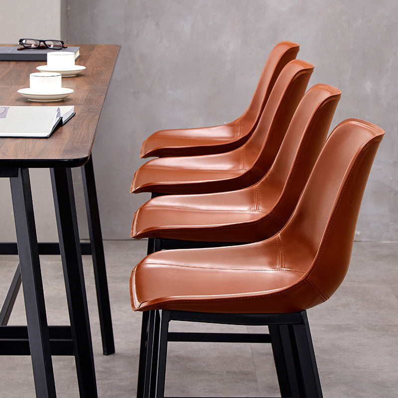 Leather Bar Stool Modern Backrest Counter Stool for Dining Room