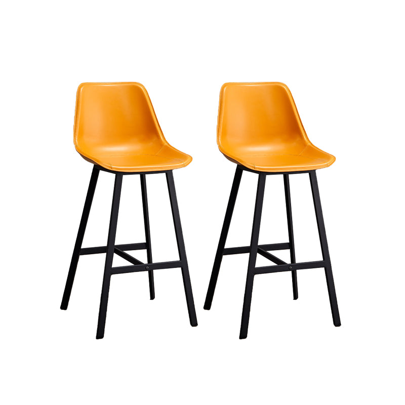 Leather Bar Stool Modern Backrest Counter Stool for Dining Room