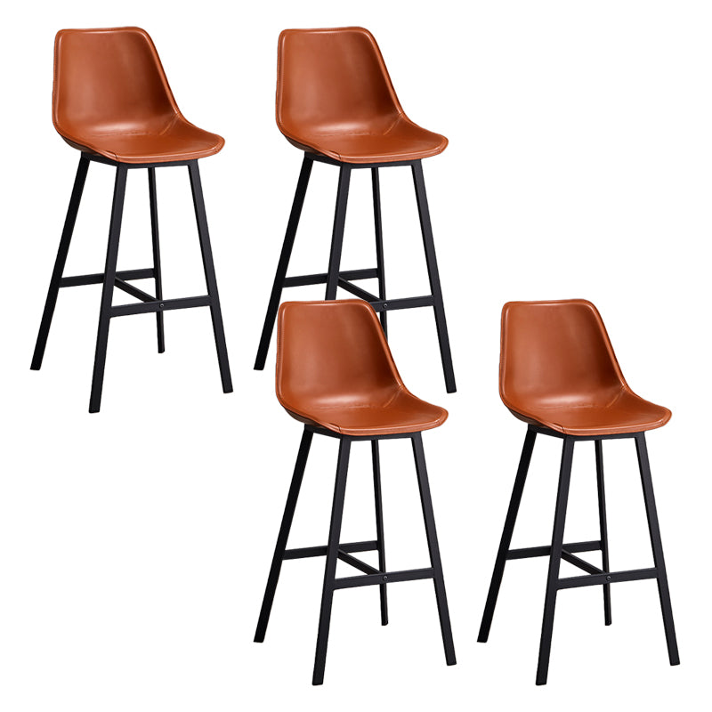 Leather Bar Stool Modern Backrest Counter Stool for Dining Room
