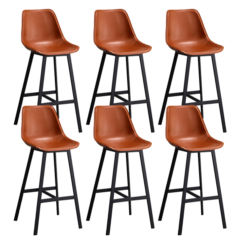 Leather Bar Stool Modern Backrest Counter Stool for Dining Room