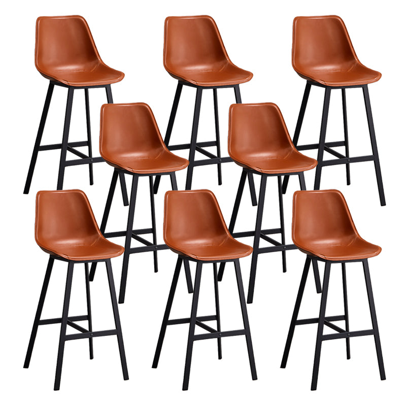 Leather Bar Stool Modern Backrest Counter Stool for Dining Room