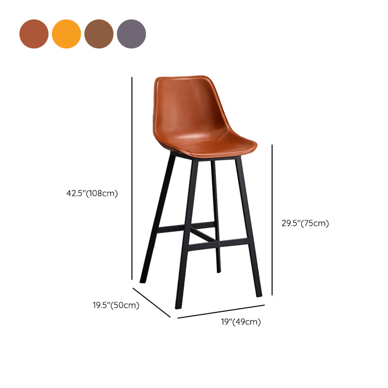 Leather Bar Stool Modern Backrest Counter Stool for Dining Room