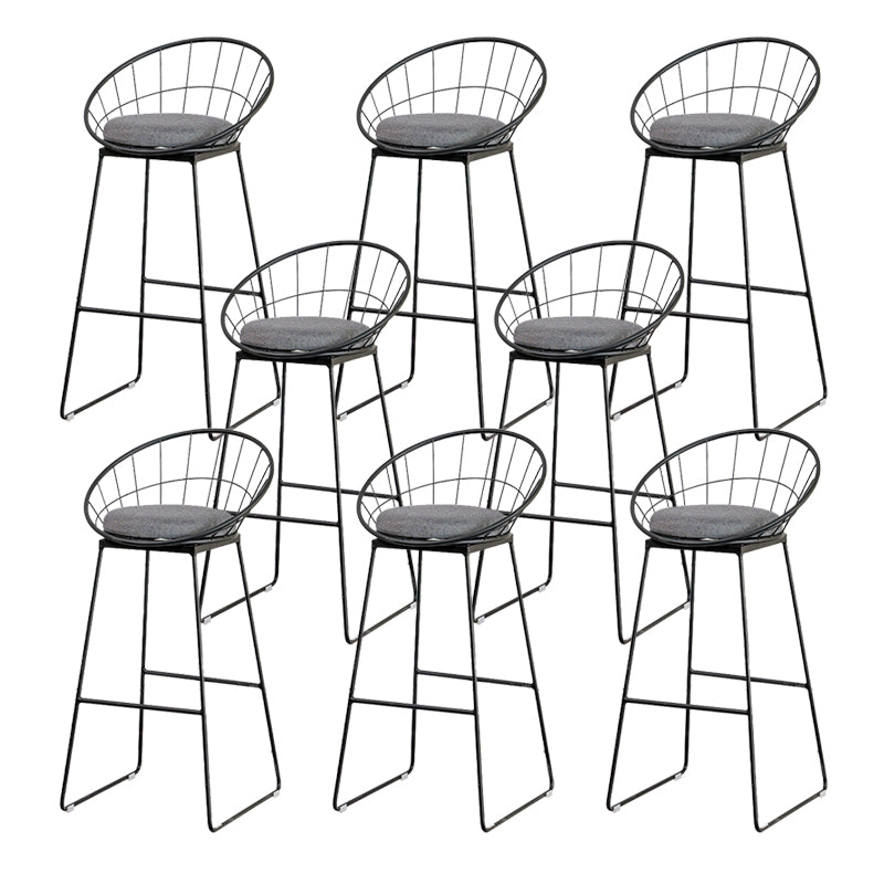 Black Metal Base Dining Stools Contemporary Round Bar Stools with Footrest