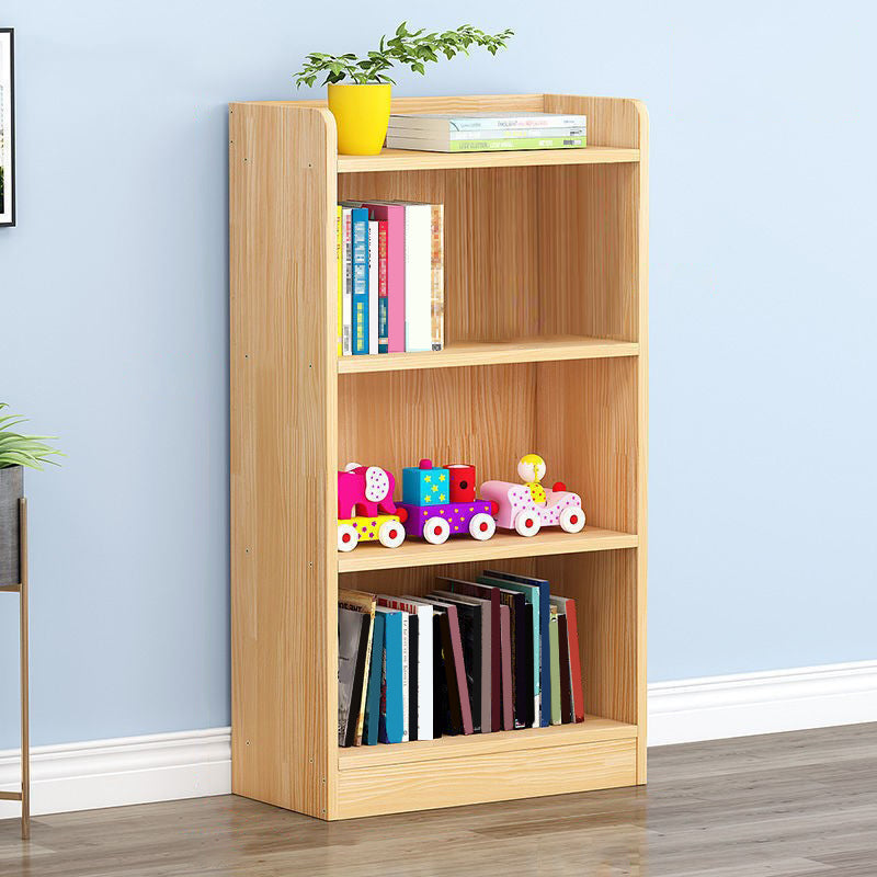 Modern Floor Vertical Bookshelf Brown Closed Back Wooden Shelf Bookcase for Bedroom