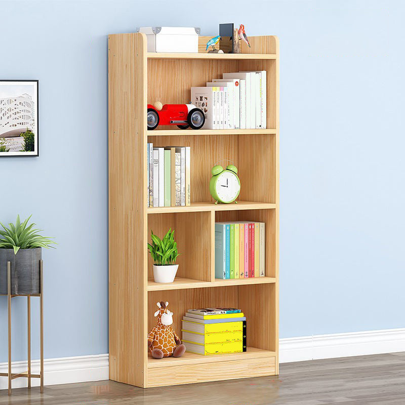 Modern Floor Vertical Bookshelf Brown Closed Back Wooden Shelf Bookcase for Bedroom