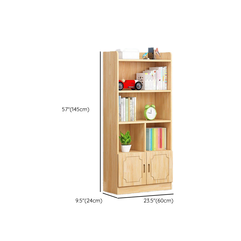 Modern Floor Vertical Bookshelf Brown Closed Back Wooden Shelf Bookcase for Bedroom