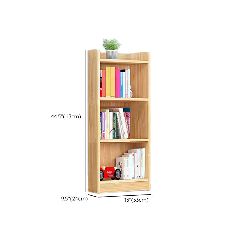 Modern Floor Vertical Bookshelf Brown Closed Back Wooden Shelf Bookcase for Bedroom