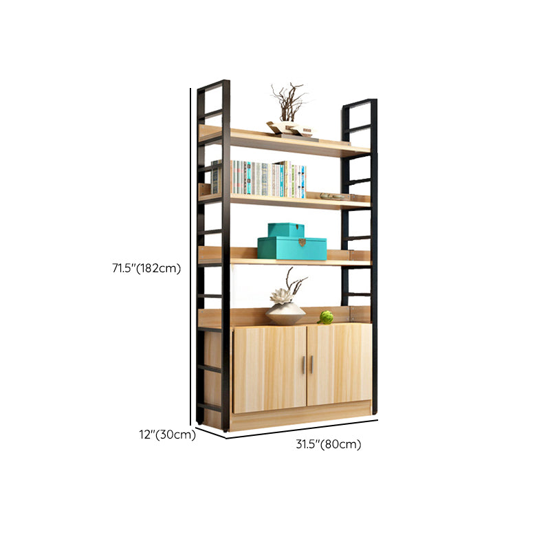 Modern Open Shelf Bookcase Engineered Wood Bookshelf with Doors for Study Room