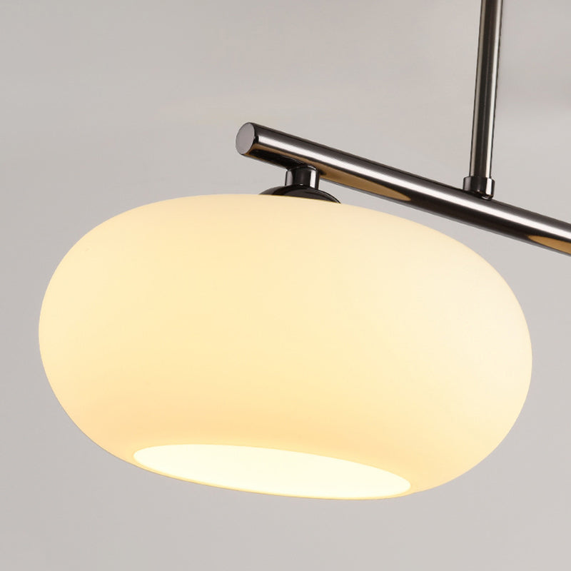 Modern Style Drum Shade Island Pendants 3 Lights Glass Pendant Lights for Dining Room