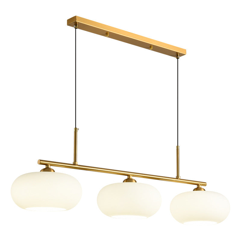 Modern Style Drum Shade Island Pendants 3 Lights Glass Pendant Lights for Dining Room