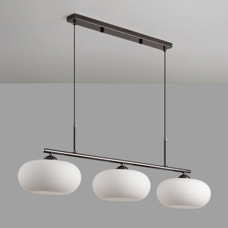 Modern Style Drum Shade Island Pendants 3 Lights Glass Pendant Lights for Dining Room