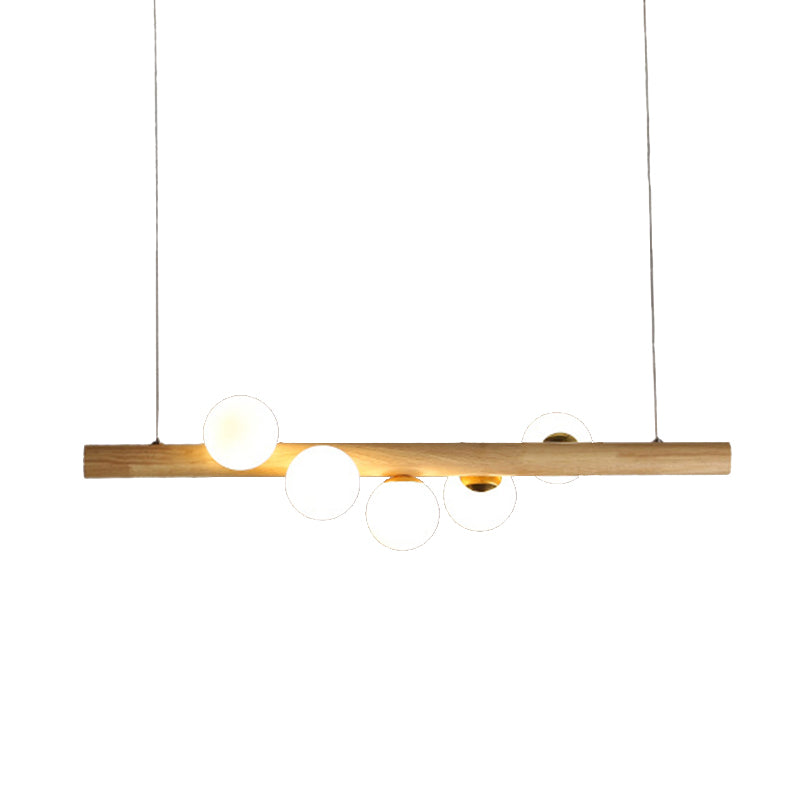 Modern Wood Kitchen Island Lighting Glass Shaded Ceiling Light for Foyer