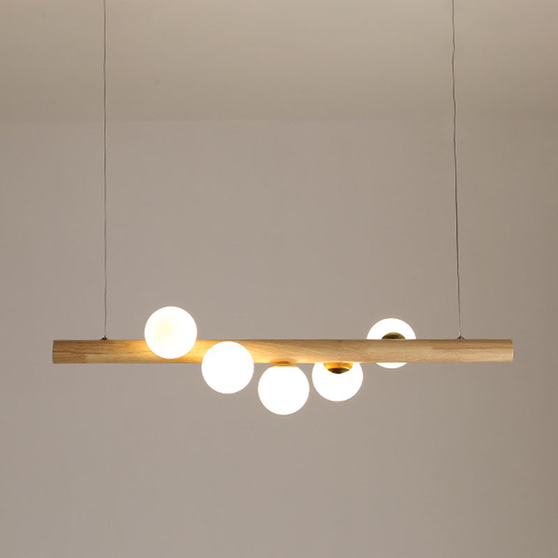 Modern Wood Kitchen Island Lighting Glass Shaded Ceiling Light for Foyer