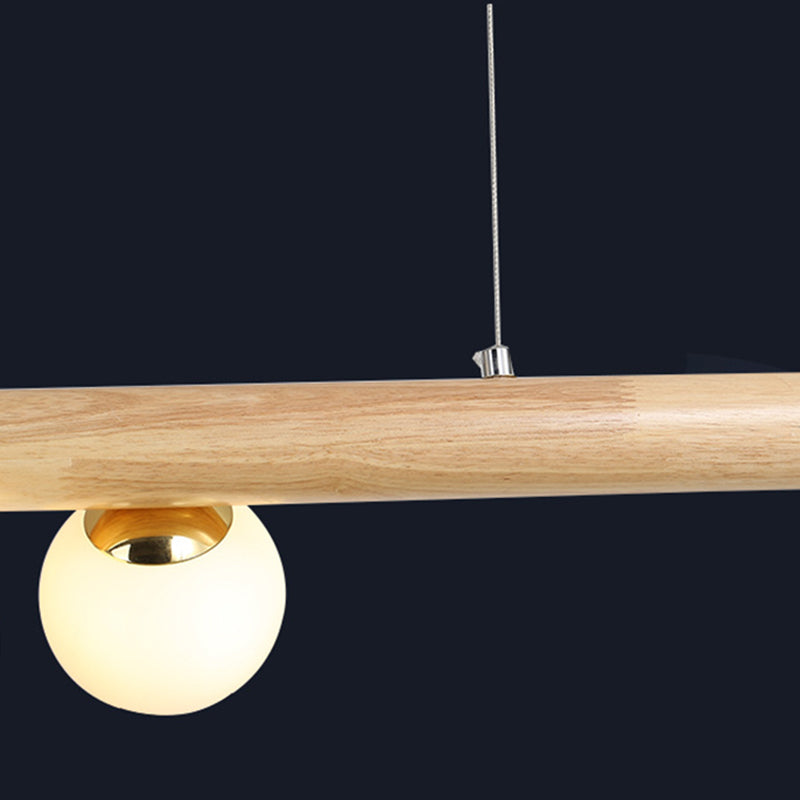 Modern Wood Kitchen Island Lighting Glass Shaded Ceiling Light for Foyer