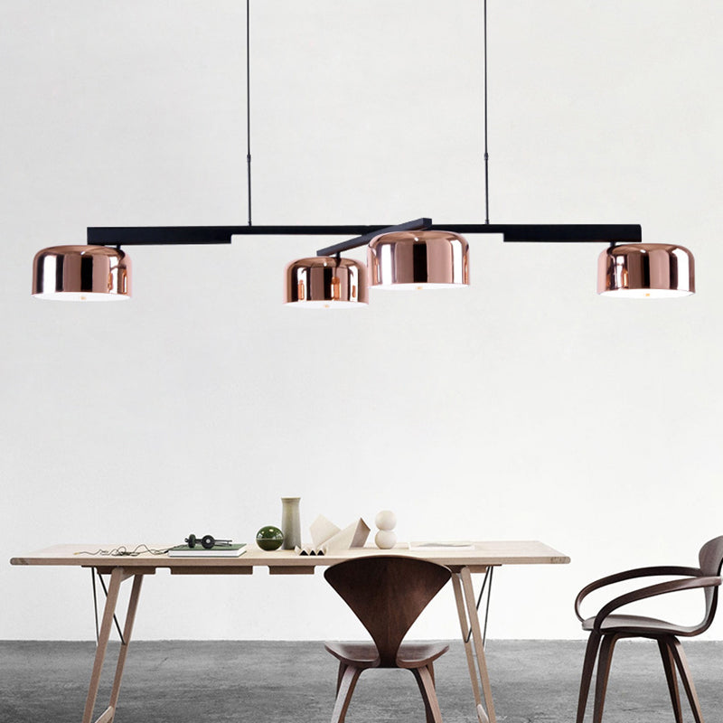 Linear Shape Pendant Light Modern Style Metal 4 Lights Island Lamps in Gold