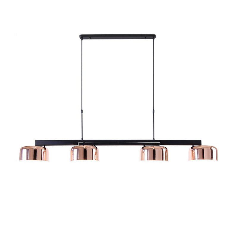 Linear Shape Pendant Light Modern Style Metal 4 Lights Island Lamps in Gold
