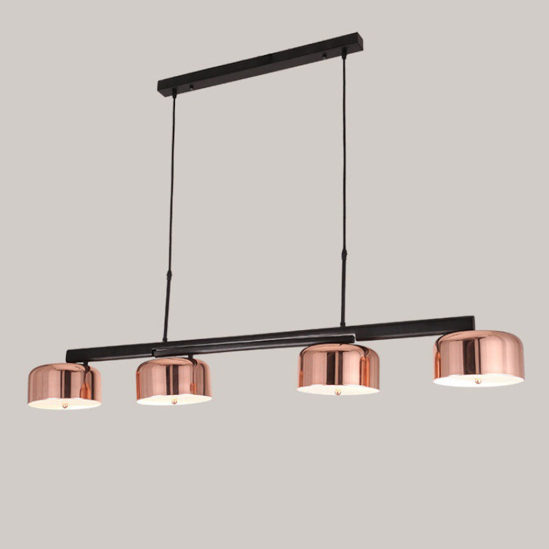 Linear Shape Pendant Light Modern Style Metal 4 Lights Island Lamps in Gold
