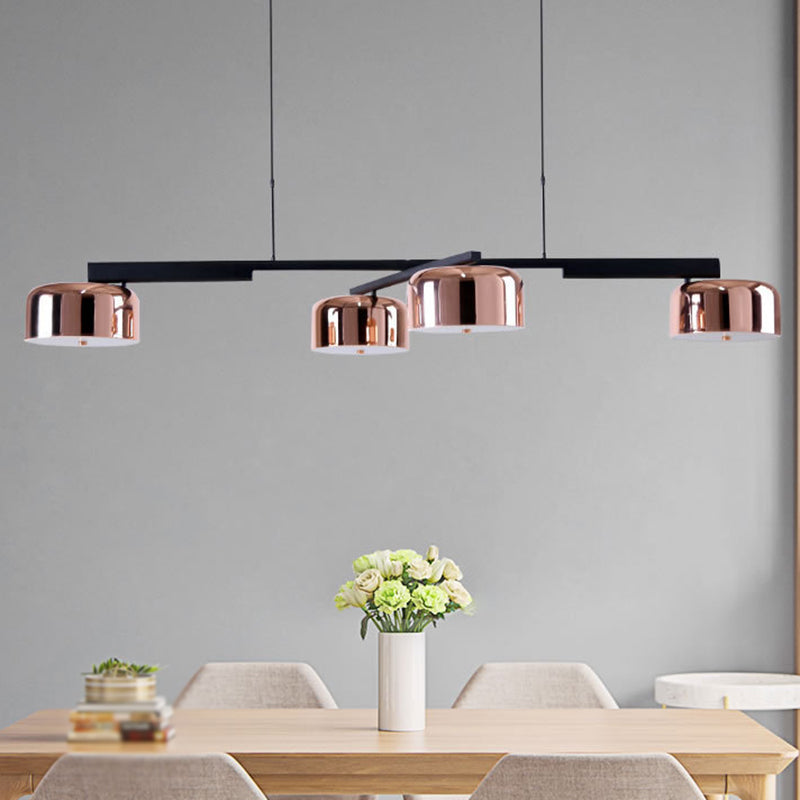 Linear Shape Pendant Light Modern Style Metal 4 Lights Island Lamps in Gold
