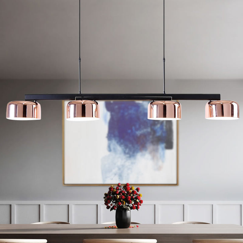 Linear Shape Pendant Light Modern Style Metal 4 Lights Island Lamps in Gold