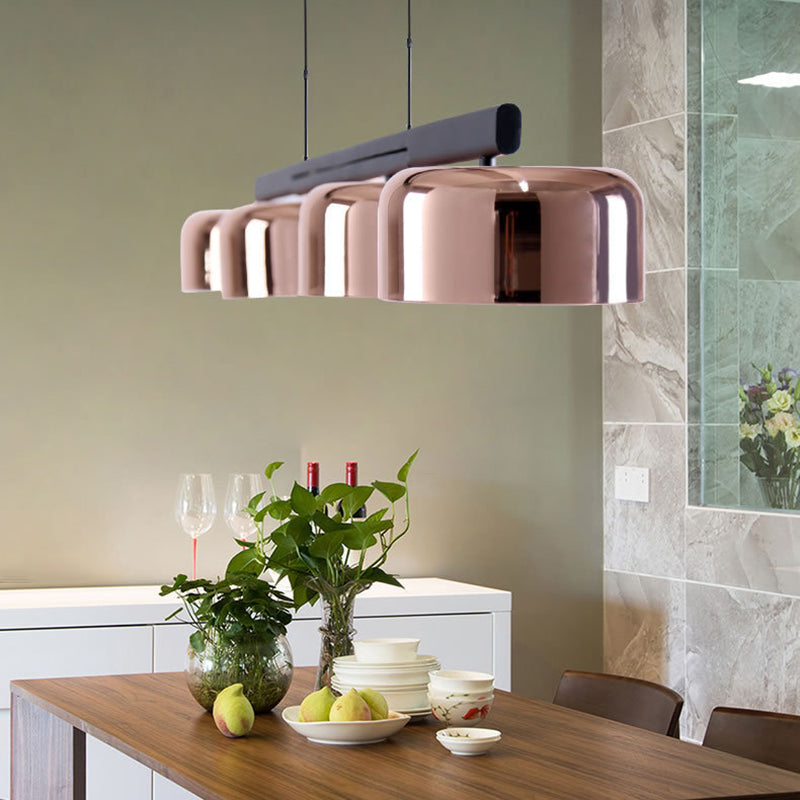 Linear Shape Pendant Light Modern Style Metal 4 Lights Island Lamps in Gold