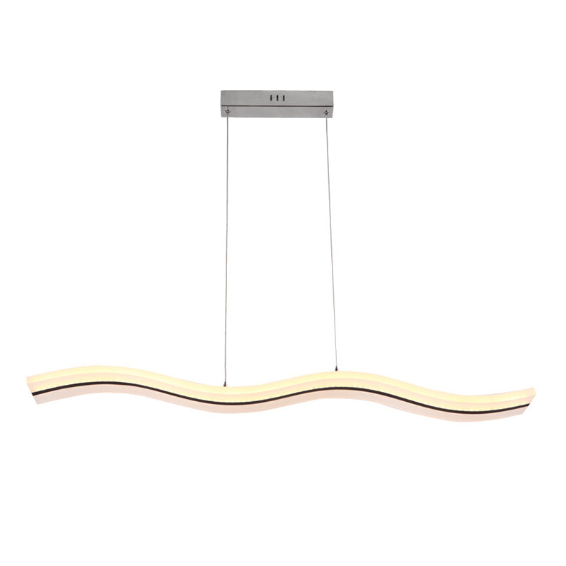 Linear Shape Pendant Light Modern Style Acrylic 1 Lights Island Lamps in White