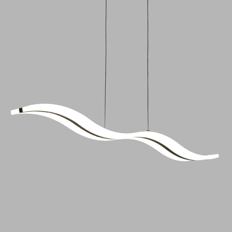 Linear Shape Pendant Light Modern Style Acrylic 1 Lights Island Lamps in White