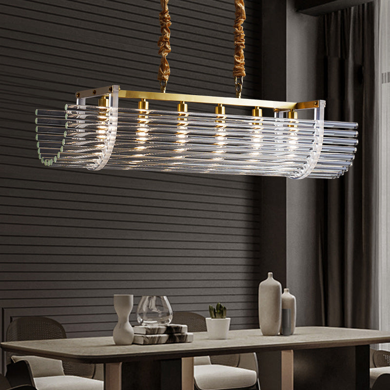 Modern Style Island Light Clear Glass Hanging Light for Dining Room