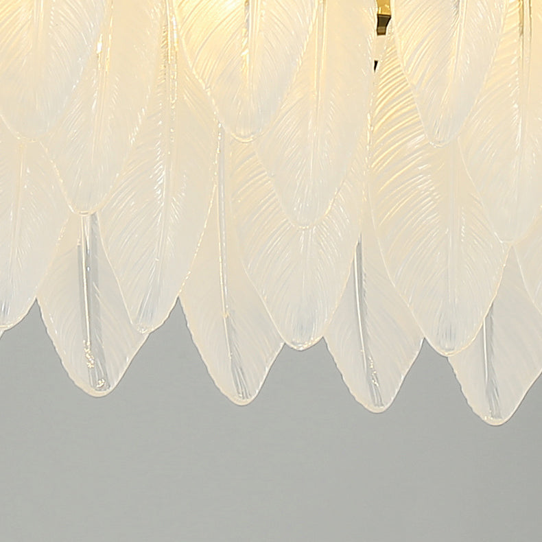 Modern Style Island Light Feather-shaped Glass Hanging Light for Dining Room