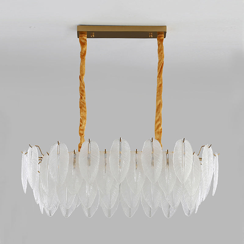 Modern Style Island Light Feather-shaped Glass Hanging Light for Dining Room
