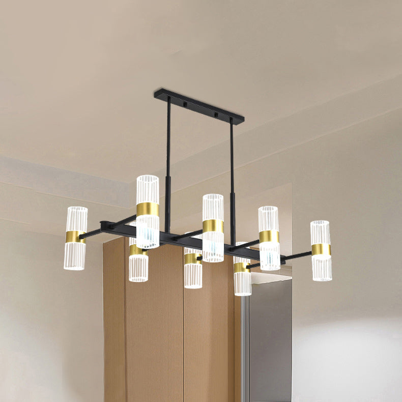 Metal Cylinder Island Pendant Modern Multiple-Light Island Lighting in Kitchen