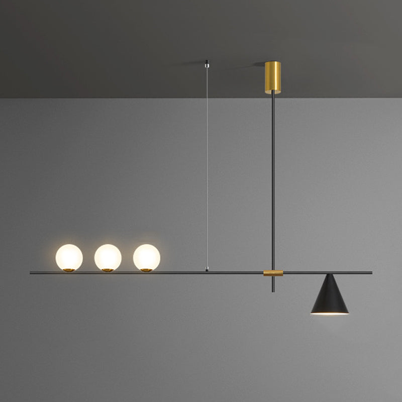 Contemporary Island Light White Glass Shade Hanging Light for Dining Room