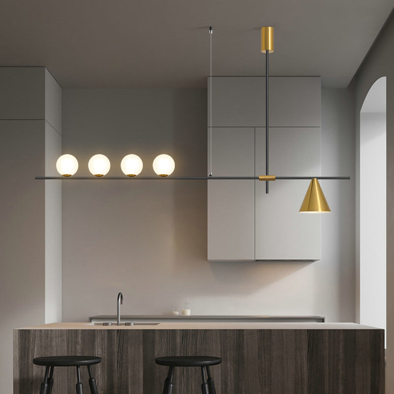 Contemporary Island Light White Glass Shade Hanging Light for Dining Room