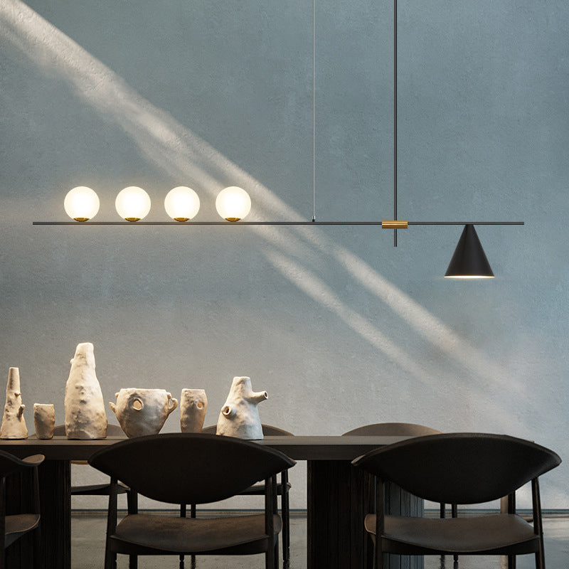 Contemporary Island Light White Glass Shade Hanging Light for Dining Room