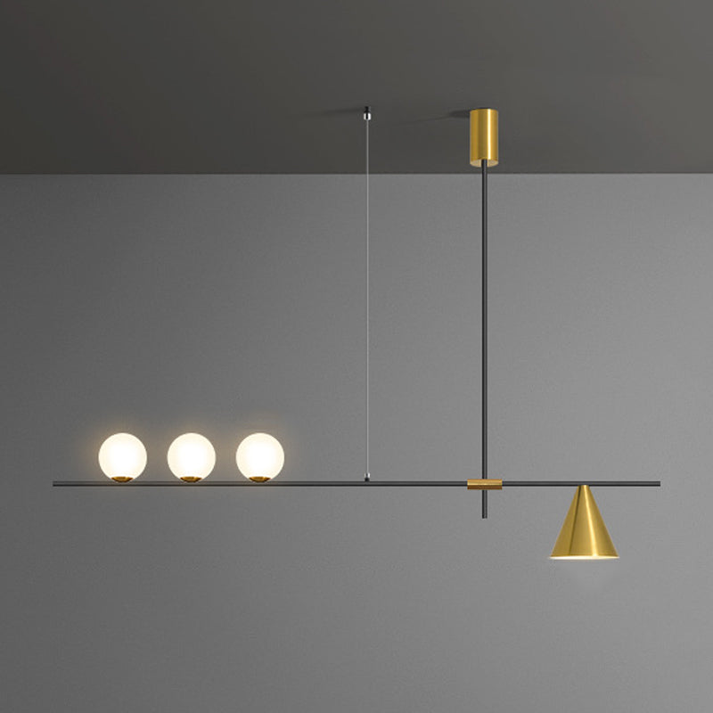 Contemporary Island Light White Glass Shade Hanging Light for Dining Room