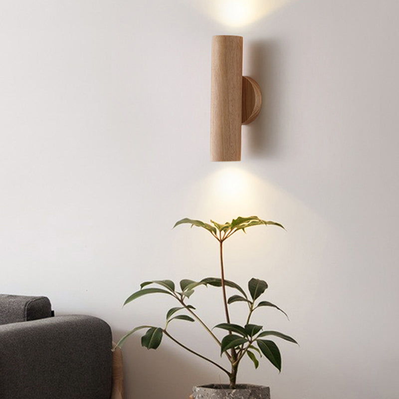 Contemporary Wood Wall Light Cylinder Lighting for Living Room