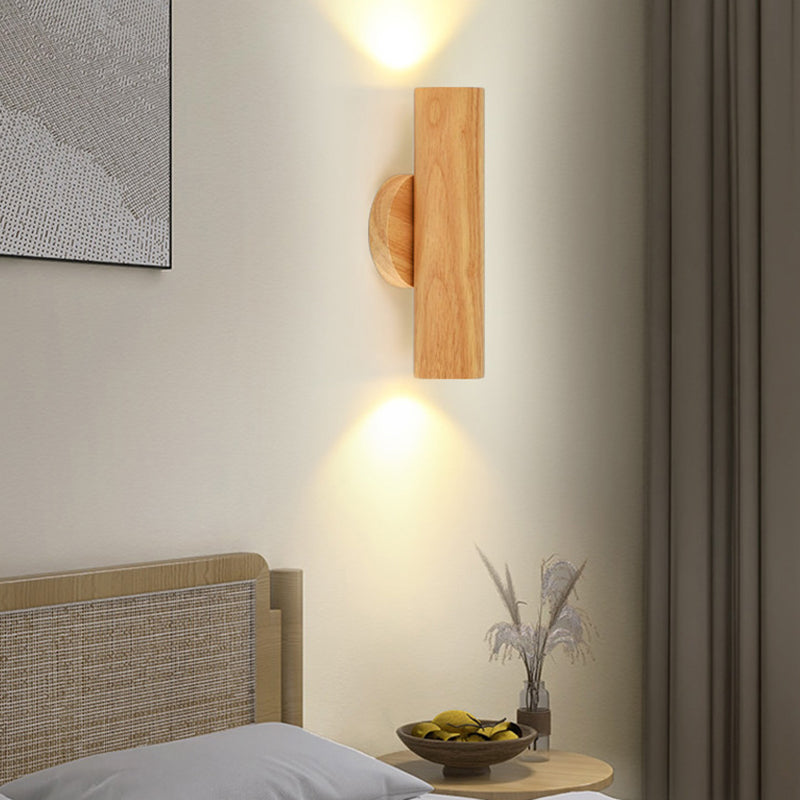 Contemporary Wood Wall Light Cylinder Lighting for Living Room