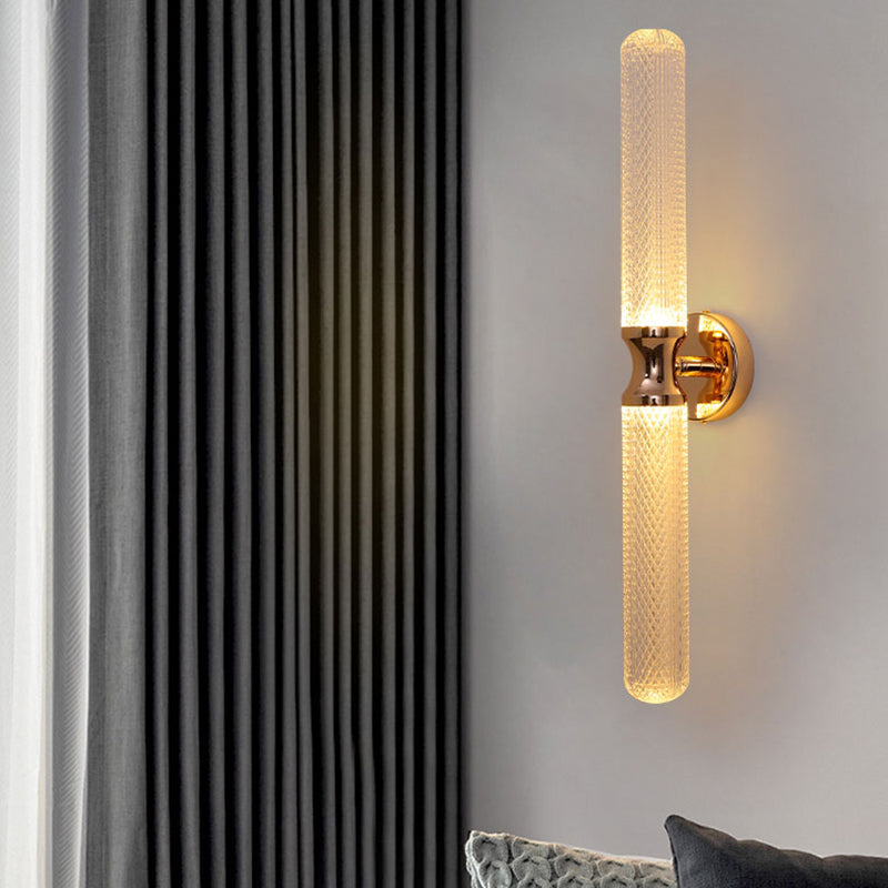 Black / Gold 1 - Light Wall Light Solid Brass and Acrylic Cylinder Wall Fixture