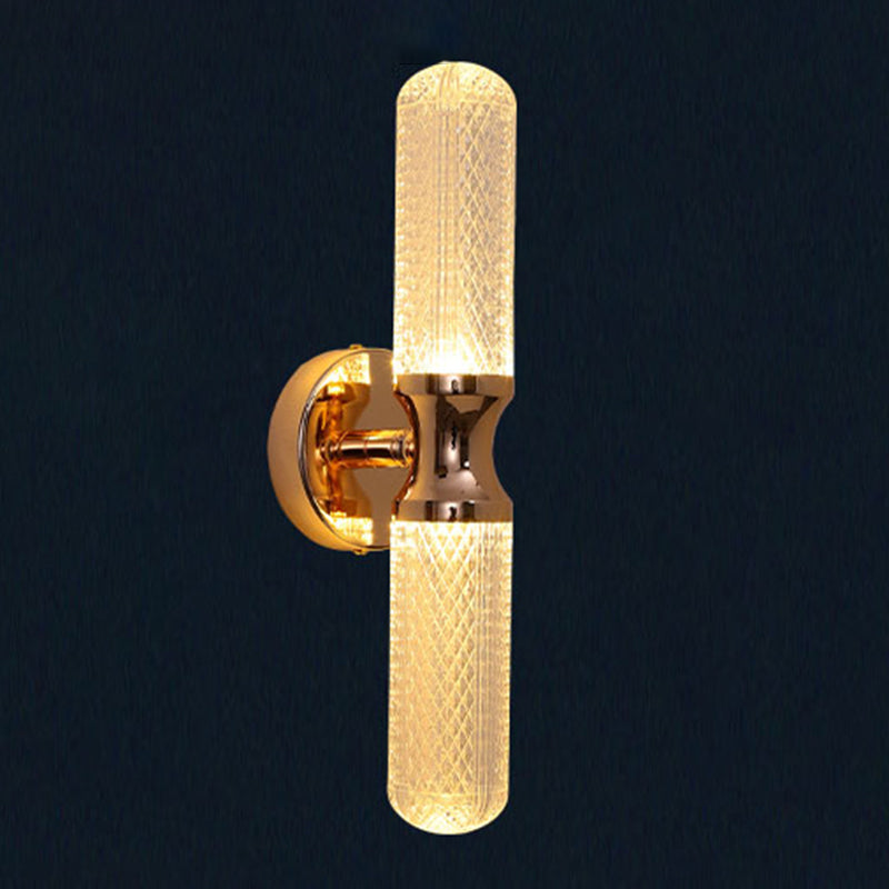 Black / Gold 1 - Light Wall Light Solid Brass and Acrylic Cylinder Wall Fixture