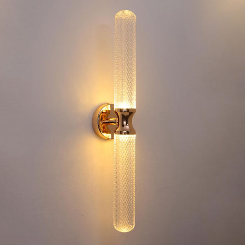 Black / Gold 1 - Light Wall Light Solid Brass and Acrylic Cylinder Wall Fixture