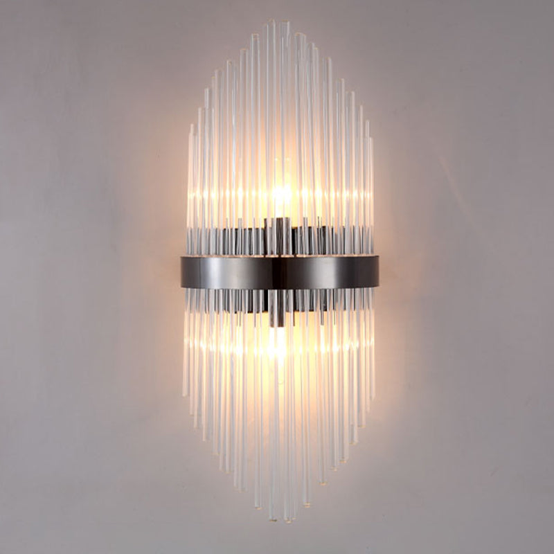 Clear Crystal 3 - Light Wall Mounted Sconce in Black / Gold Modern Wall Light