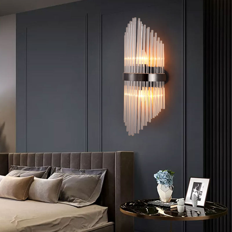 Clear Crystal 3 - Light Wall Mounted Sconce in Black / Gold Modern Wall Light