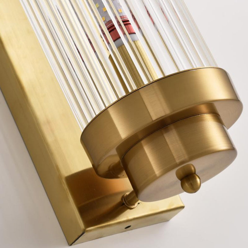 2 - Light Flush Mount Metal and Crystal Post Modern Wall Sconce in Black / Gold