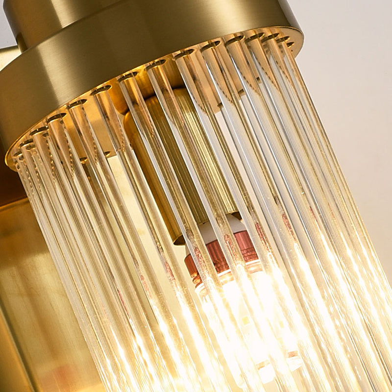2 - Light Flush Mount Metal and Crystal Post Modern Wall Sconce in Black / Gold