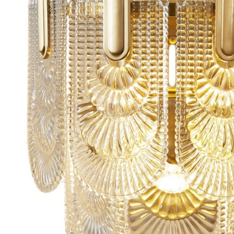 Contemporary 3- Light Wall Mounted Fixture Brass and Glass Wall Sconce